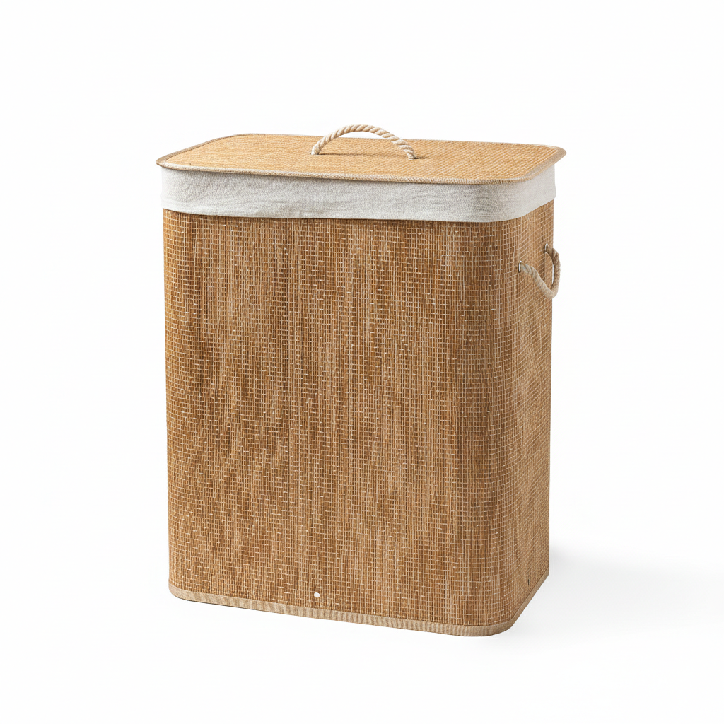 Cesto Lavanderia in Bamboo in Display Soft cm 40x30x60 Tinta Unita Cream