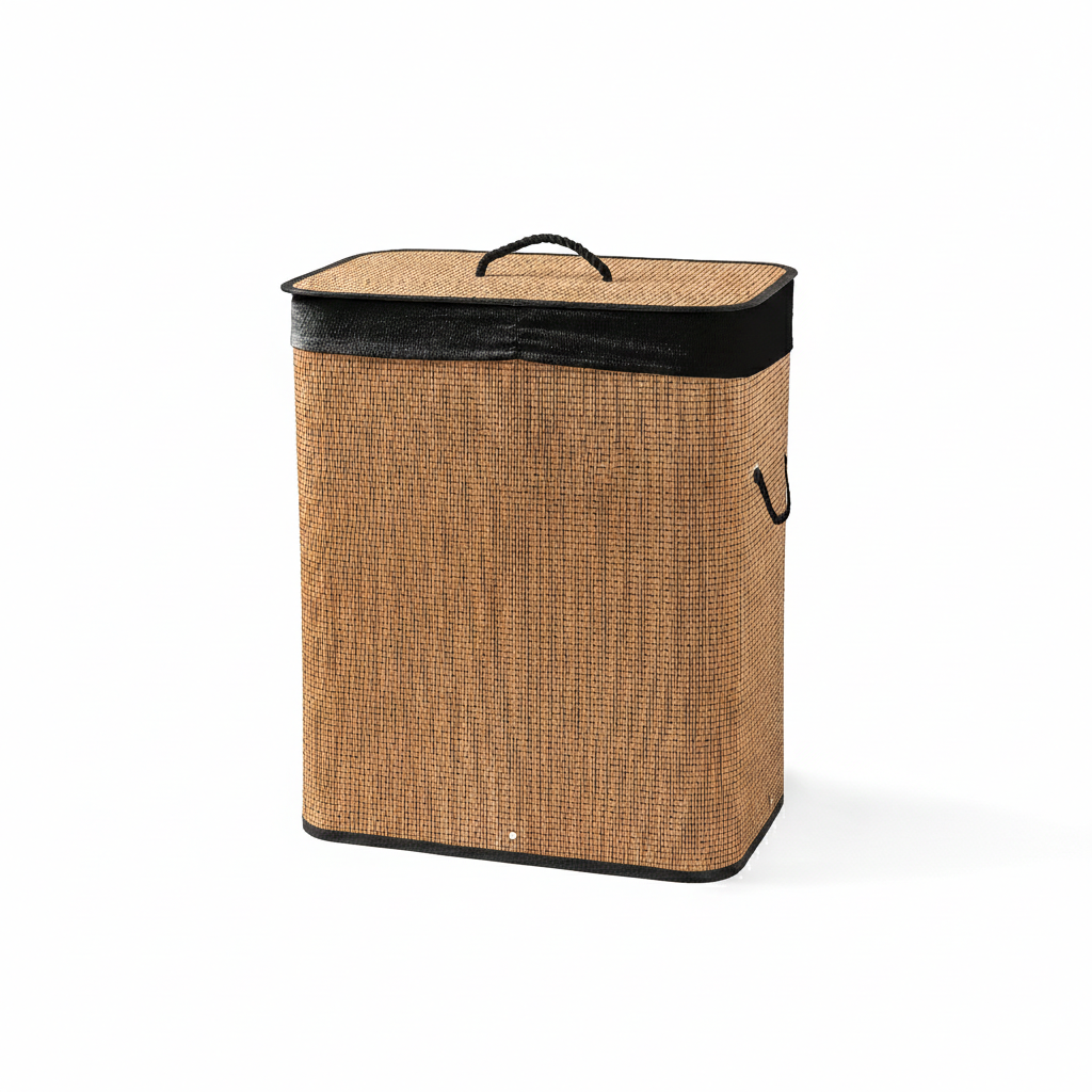 Cesto Lavanderia in Bamboo in Display Soft cm 40x30x60 Tinta Unita Black