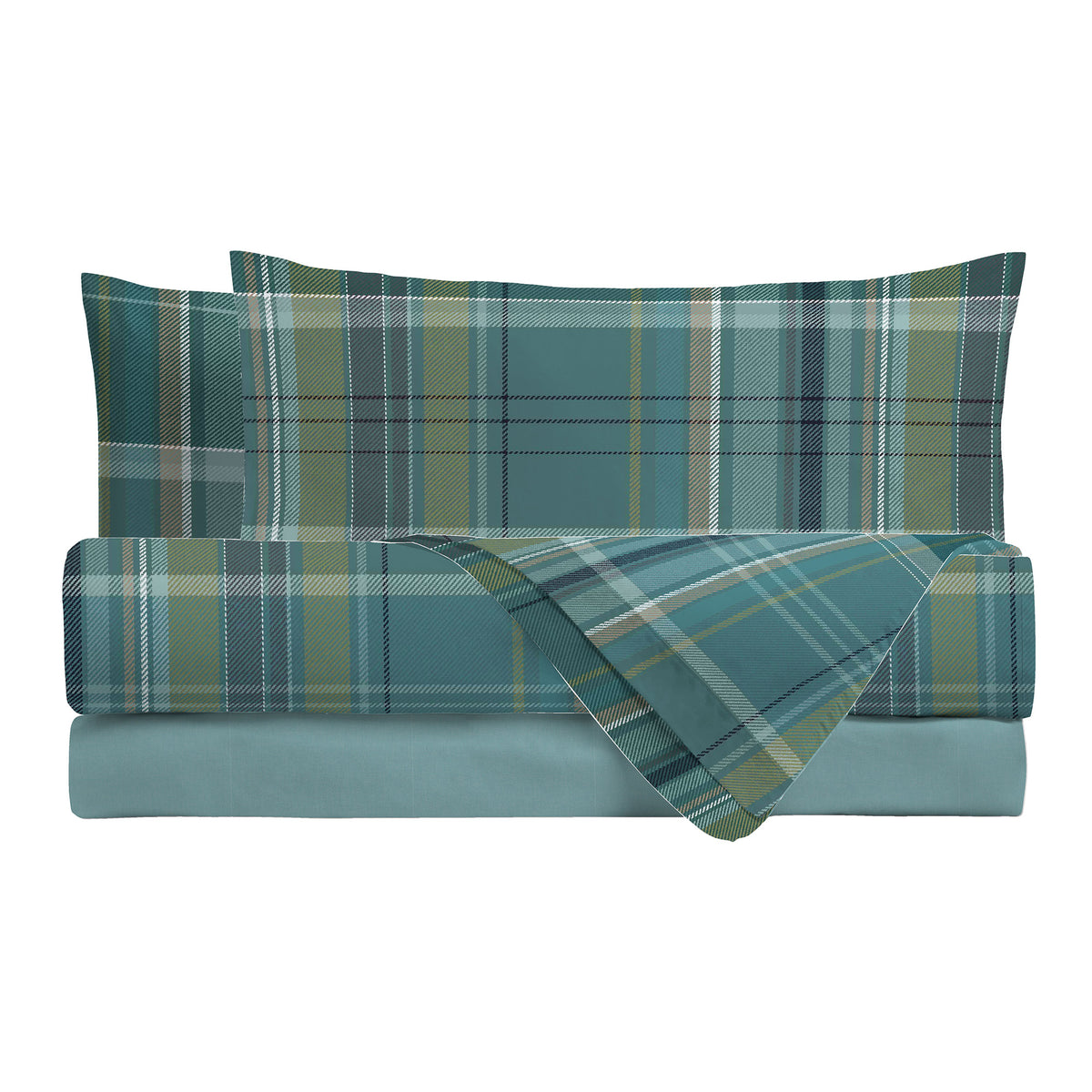 Happidea Completo Letto in Cotone con Stampa Singolo Clinton Teal