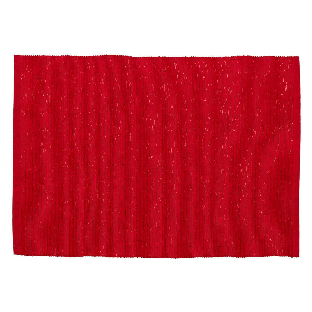Set 2 Tovagliette Ribbed Comfy Knit 33x45 cm Shiny Red