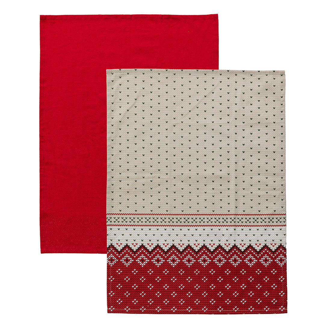 Set 2 Strofinacci Comfy Knit 45x65 cm Knitty Red