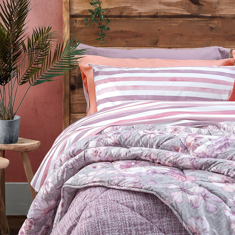 Completo Letto Atelier Stampato Singolo Ginger Corallo - Amo La Casa Shop