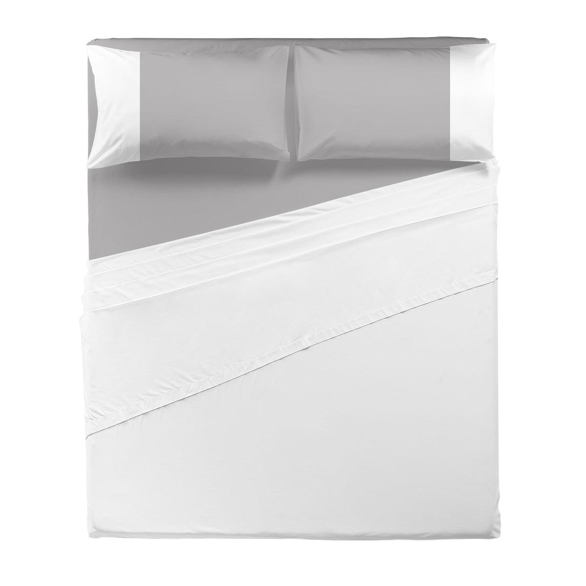 Happidea Completo Letto Matrimoniale in Cotone Bicolore Bianco/Perla