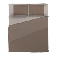 Happidea Completo Letto Matrimoniale in Cotone Bicolore Biscotto/Sabbia