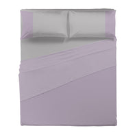 Happidea Completo Letto Matrimoniale in Cotone Bicolore Glicine/Perla