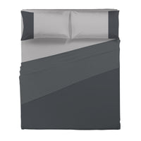 Happidea Completo Letto Matrimoniale in Cotone Bicolore Grafite/Perla