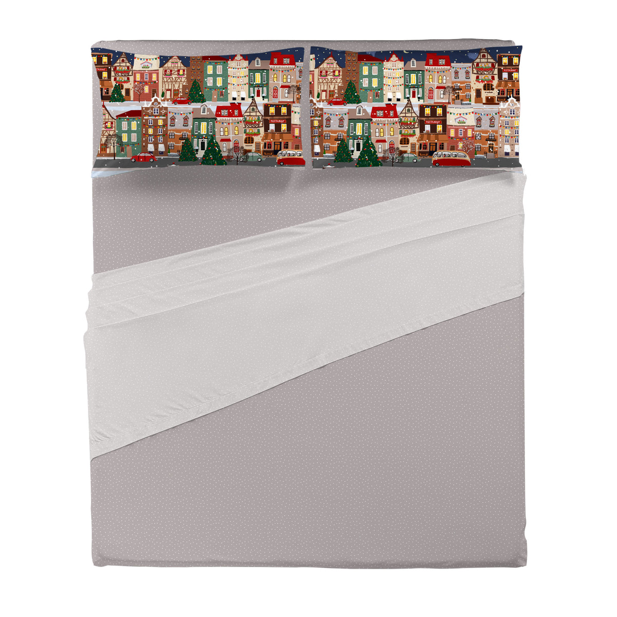 Completo Letto Matrimoniale con Stampa Digitale - Fantasia Lovely Reindeer Eve Night Multicolor