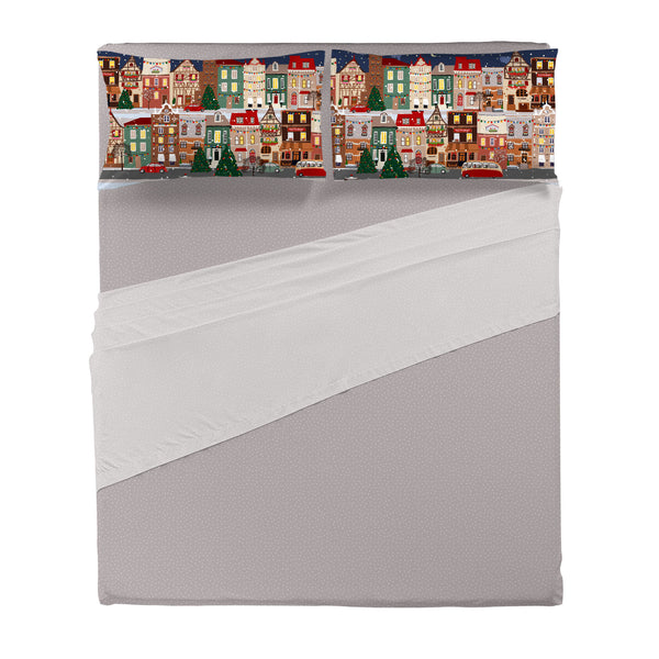 Completo Letto Matrimoniale con Stampa Digitale - Fantasia Lovely Reindeer Eve Night Multicolor