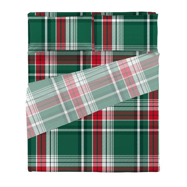 Completo Letto Matrimoniale in Cotone con Stampa - Fantasia Classy Holly Espen Green