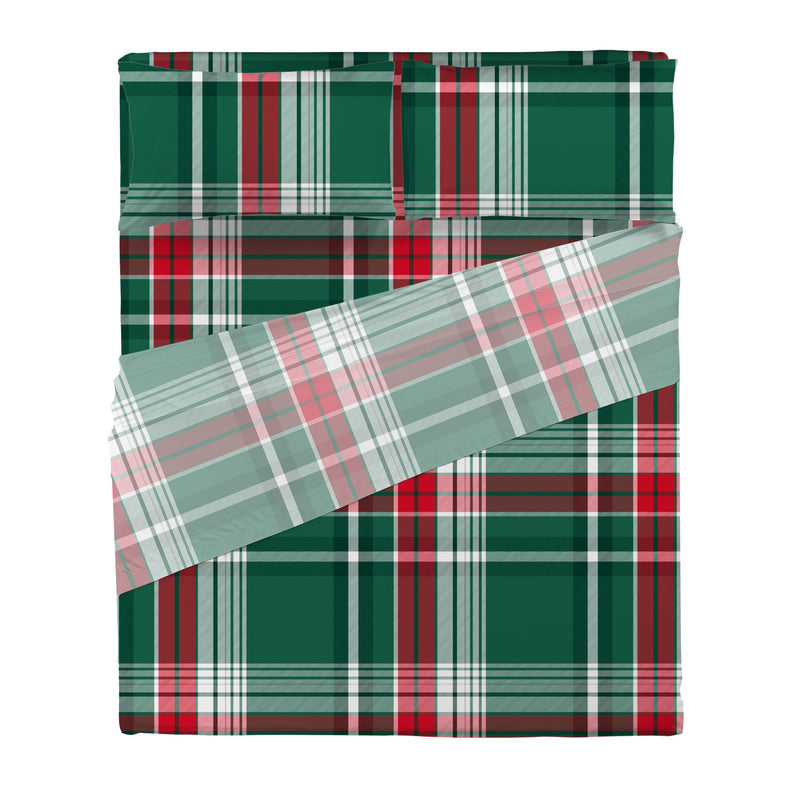 Completo Letto Matrimoniale in Cotone con Stampa - Fantasia Classy Holly Espen Green