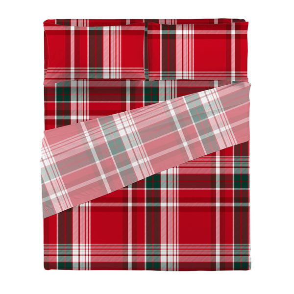 Completo Letto Matrimoniale in Cotone con Stampa - Fantasia Classy Holly Espen Red