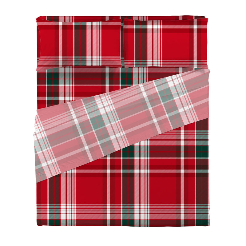 Completo Letto Matrimoniale in Cotone con Stampa - Fantasia Classy Holly Espen Red
