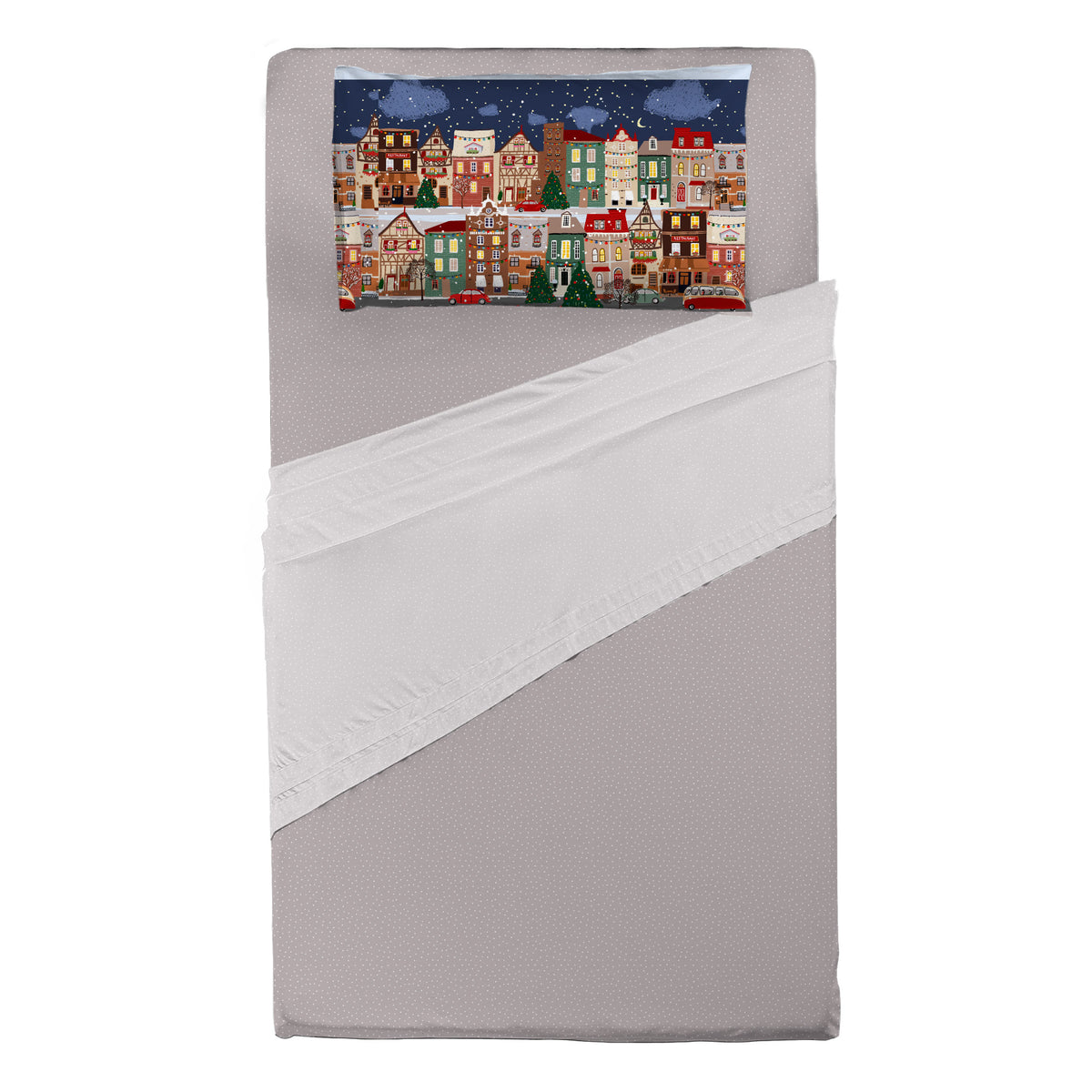 Completo Letto Piazza e Mezza con Stampa Digitale - Fantasia Lovely Reindeer Eve Night Multicolor