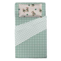 Completo Letto Piazza e Mezza in Cotone con Stampa  - Fantasia Softy Bear Orsetti Green