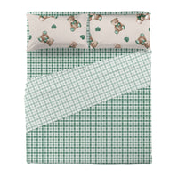 Completo Letto Matrimoniale in Cotone con Stampa  - Fantasia Softy Bear Orsetti Green