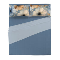 Completo Letto Matrimoniale in Cotone con Stampa - Fantasia Dream Me Eloise Blue