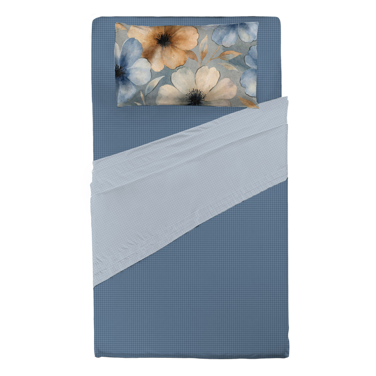 Completo Letto Piazza e Mezza in Cotone con Stampa - Fantasia Dream Me Eloise Blue