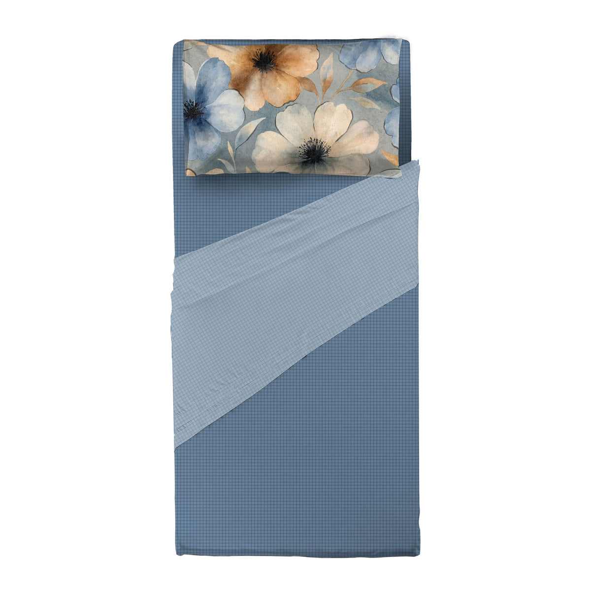 Completo Letto Singolo in Cotone con Stampa - Fantasia Dream Me Eloise Blue