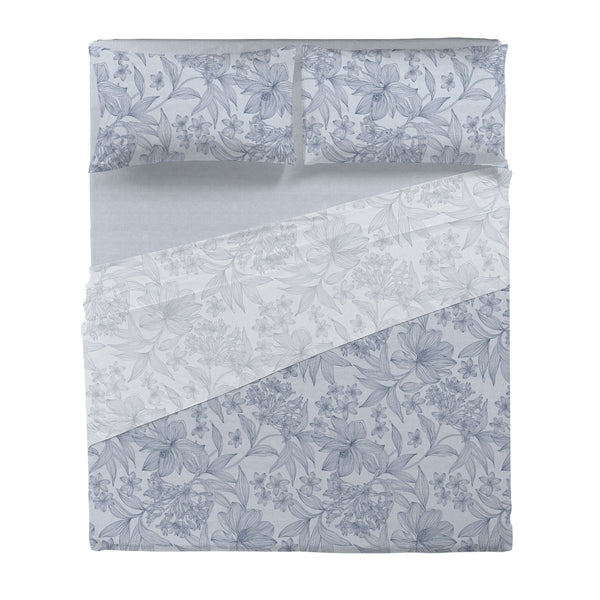 Completo Letto Matrimoniale in Cotone con Stampa - Fantasia Dream Me Alina Light Blue