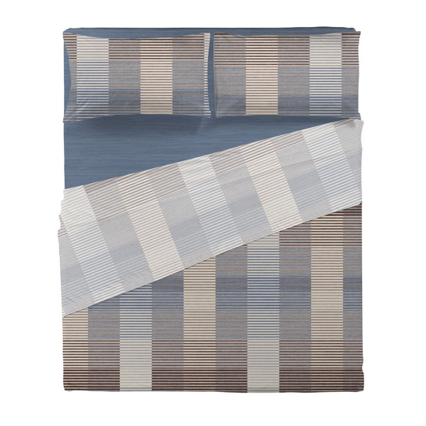 Completo Letto Matrimoniale in Cotone con Stampa - Fantasia Dream Me Gilbert Blue