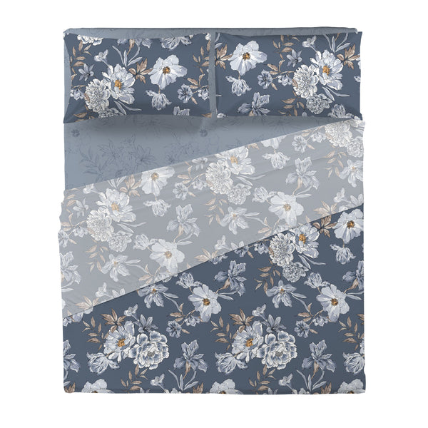 Completo Letto Matrimoniale in Cotone con Stampa - Fantasia Dream Me Julienne Blue