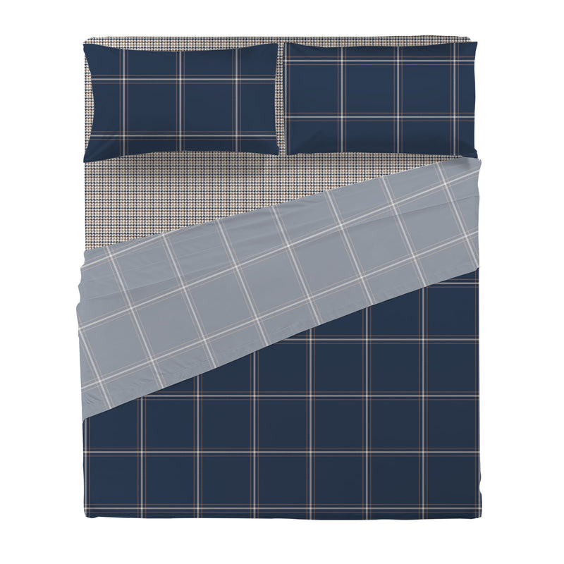 Completo Letto Matrimoniale in Cotone con Stampa - Fantasia Dream Me Mayson Dark Blue