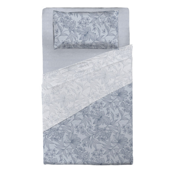 Completo Letto Piazza e Mezza in Cotone con Stampa - Fantasia Dream Me Alina Light Blue