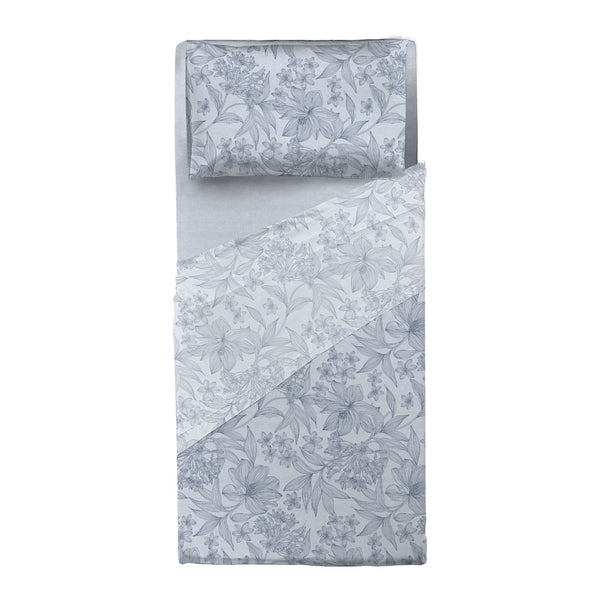 Completo Letto Singolo in Cotone con Stampa - Fantasia Dream Me Alina Light Blue