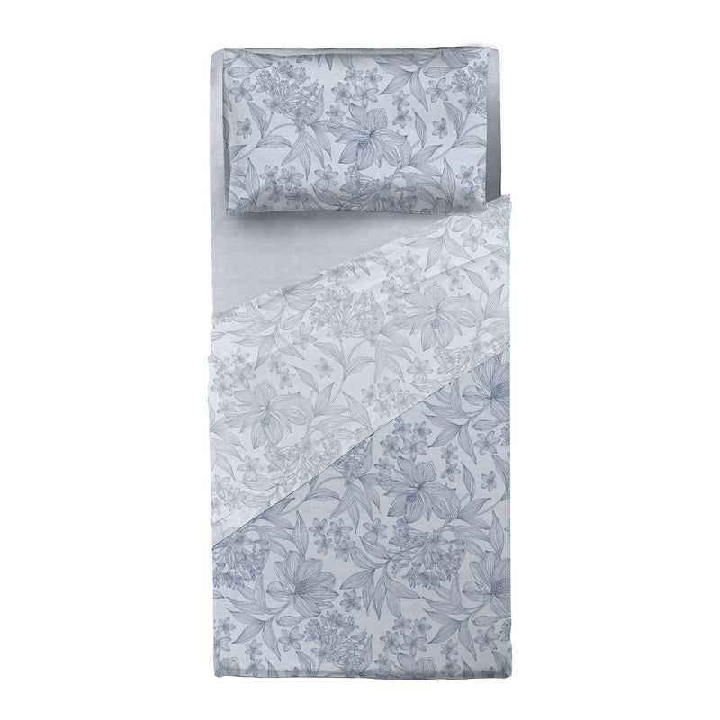 Completo Letto Singolo in Cotone con Stampa - Fantasia Dream Me Alina Light Blue