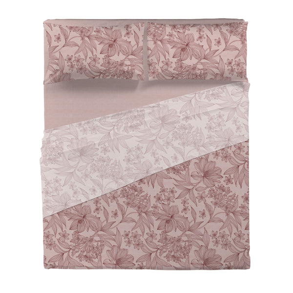 Completo Letto Matrimoniale in Cotone con Stampa - Fantasia Feel Me Alina Pink