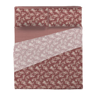 Completo Letto Matrimoniale in Cotone con Stampa - Fantasia Feel Me Amber Burgundy