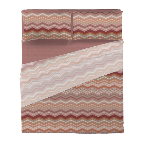 Completo Letto Matrimoniale in Cotone con Stampa - Fantasia Feel Me Ysidro Burgundy