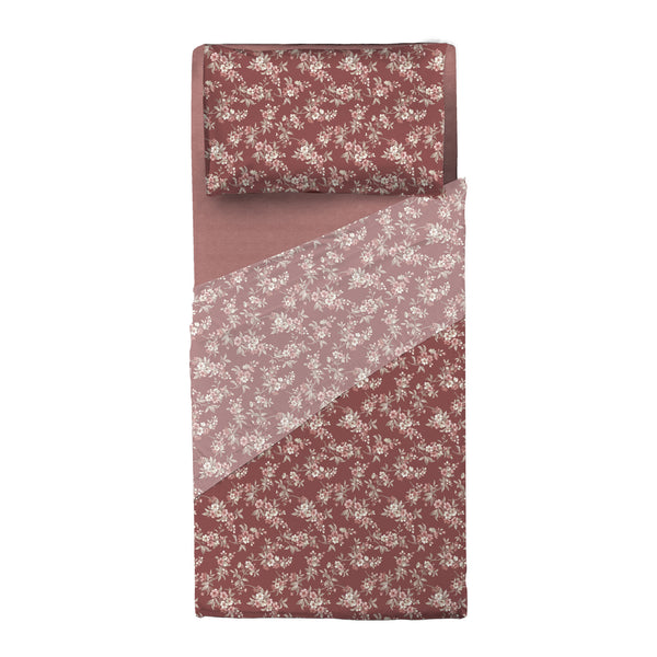 Completo Letto Singolo in Cotone con Stampa - Fantasia Feel Me Amber Burgundy