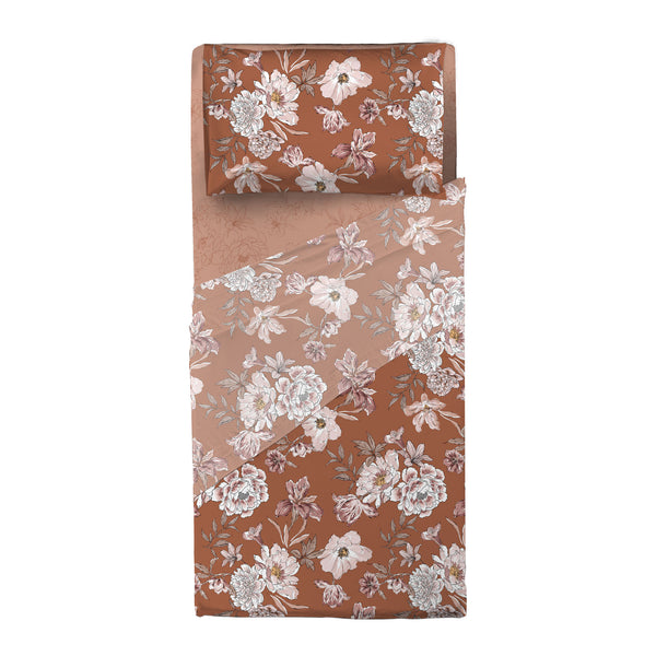 Completo Letto Singolo in Cotone con Stampa - Fantasia Feel Me Julienne Rust