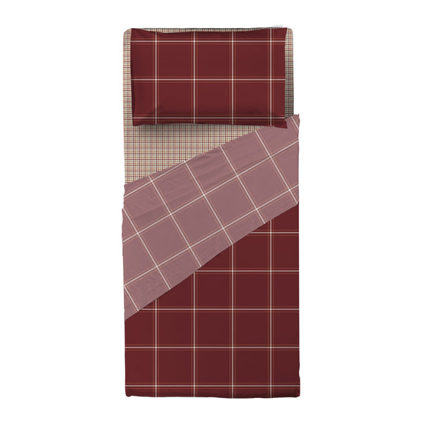 Completo Letto Singolo in Cotone con Stampa - Fantasia Feel Me Mayson Burgundy