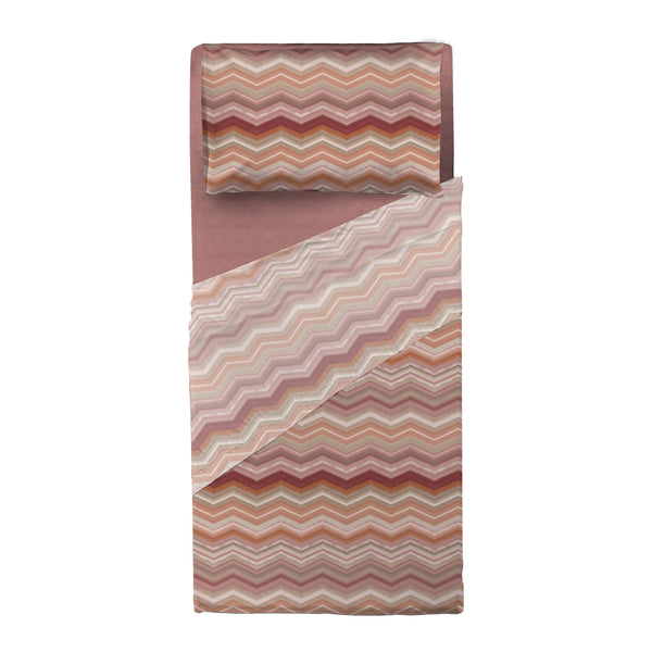 Completo Letto Singolo in Cotone con Stampa - Fantasia Feel Me Ysidro Burgundy