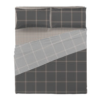 Completo Letto Matrimoniale in Cotone con Stampa - Fantasia Hug Me Mayson Dark Grey