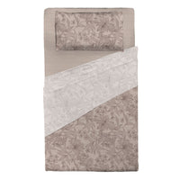 Completo Letto Piazza e Mezza in Cotone con Stampa - Fantasia Hug Me Alina Taupe