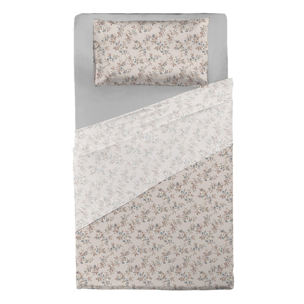 Completo Letto Piazza e Mezza in Cotone con Stampa - Fantasia Hug Me Amber Taupe