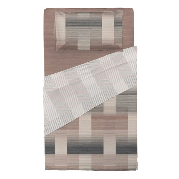 Completo Letto Piazza e Mezza in Cotone con Stampa - Fantasia Hug Me Gilbert Taupe