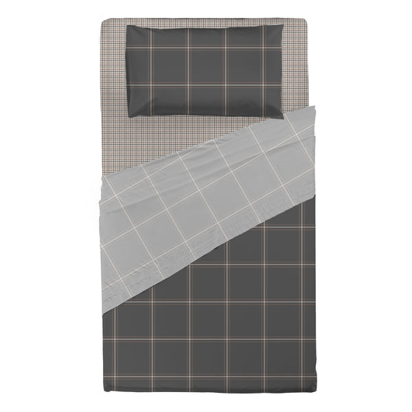Completo Letto Piazza e Mezza in Cotone con Stampa - Fantasia Hug Me Mayson Dark Grey