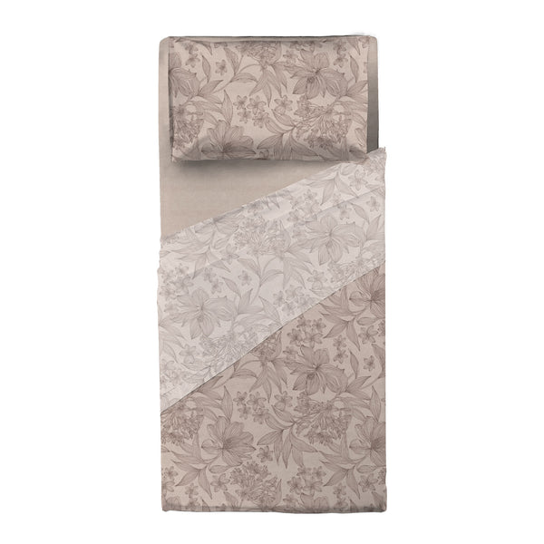 Completo Letto Singolo in Cotone con Stampa - Fantasia Hug Me Alina Taupe