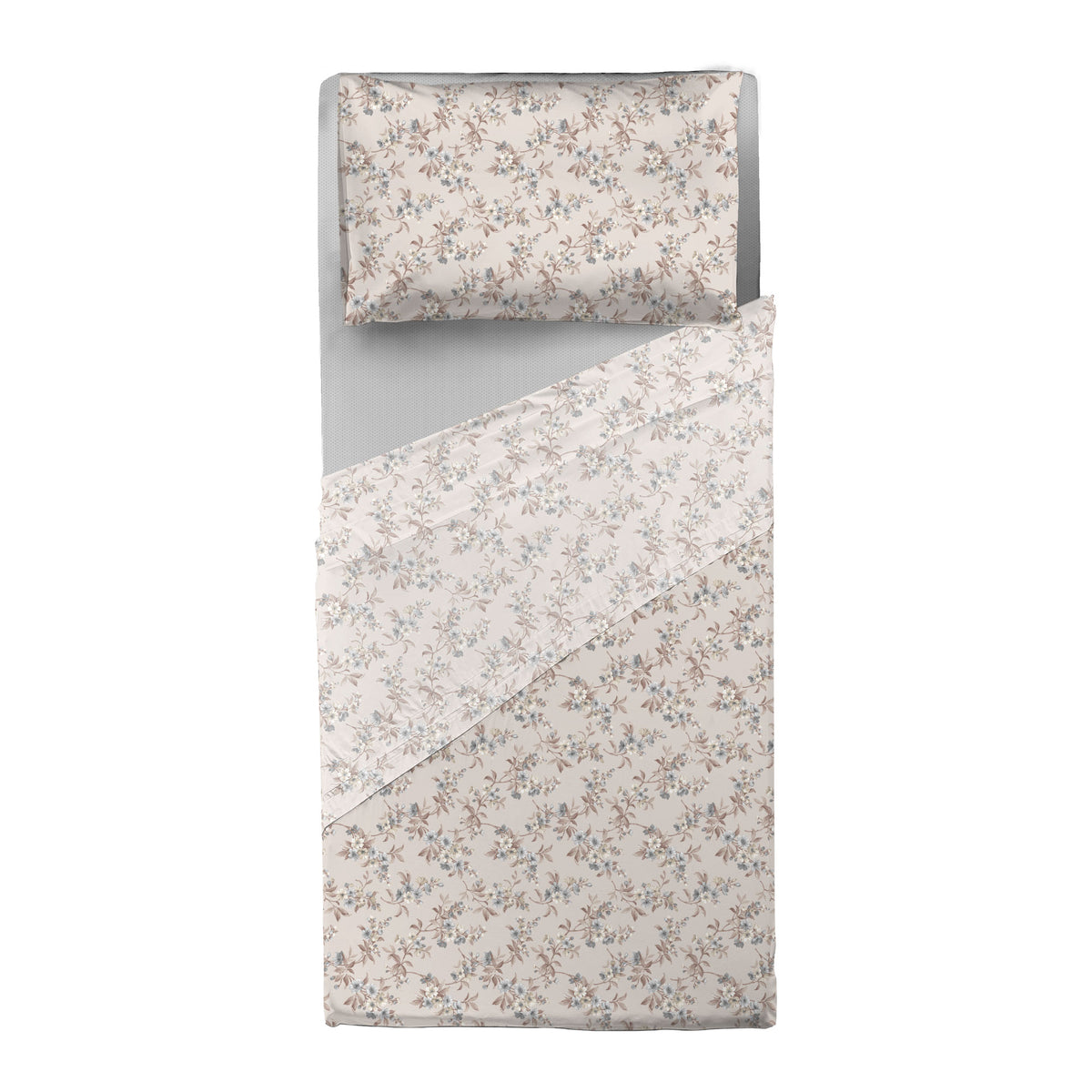Completo Letto Singolo in Cotone con Stampa - Fantasia Hug Me Amber Taupe