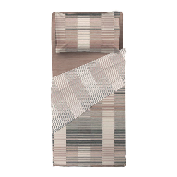 Completo Letto Singolo in Cotone con Stampa - Fantasia Hug Me Gilbert Taupe