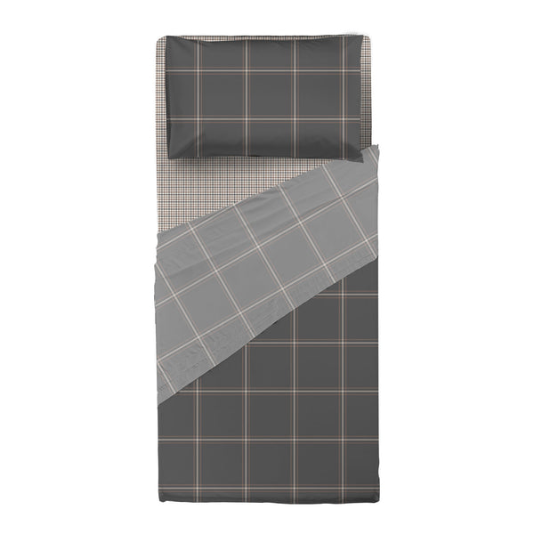 Completo Letto Singolo in Cotone con Stampa - Fantasia Hug Me Mayson Dark Grey