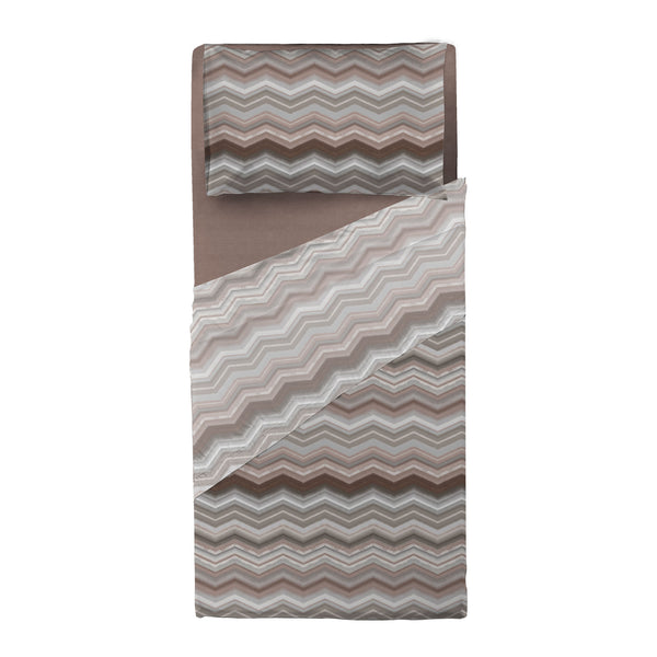 Completo Letto Singolo in Cotone con Stampa - Fantasia Hug Me Ysidro Taupe