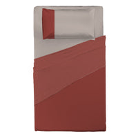 Happidea Completo Letto Piazza e Mezza in Cotone Bicolore Argilla Bruciata/Sabbia