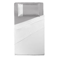 Happidea Completo Letto Piazza e Mezza in Cotone Bicolore Bianco/Perla