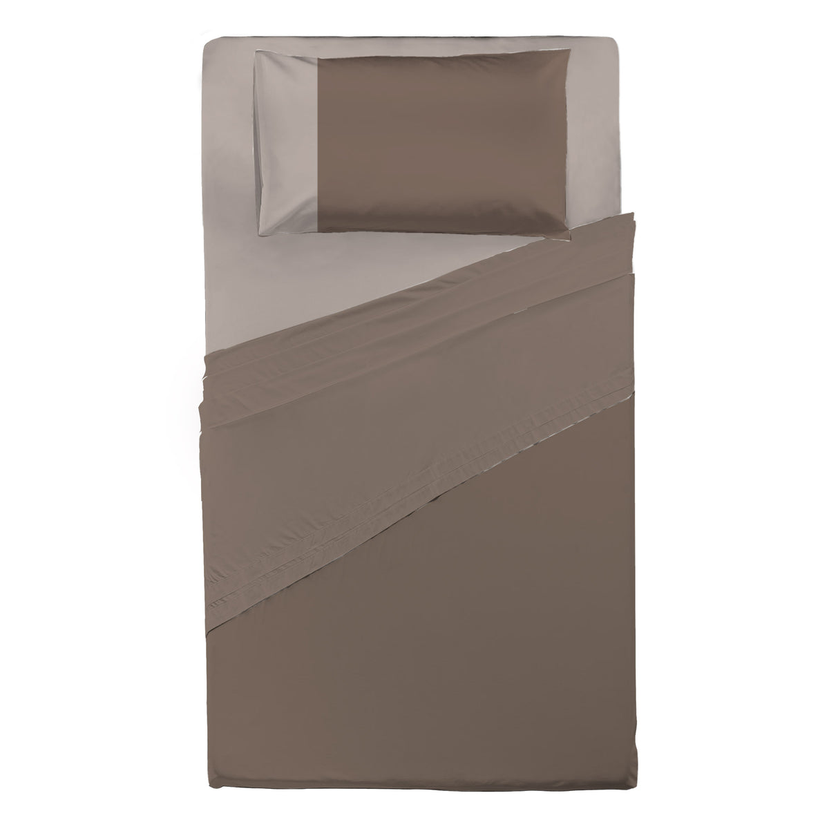 Happidea Completo Letto Piazza e Mezza in Cotone Bicolore Biscotto/Sabbia