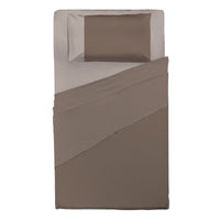 Happidea Completo Letto Piazza e Mezza in Cotone Bicolore Biscotto/Sabbia